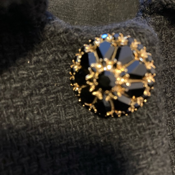 Vintage woman’s swing coat wool blend  brass/black glass stones made in USA - Picture 7 of 14